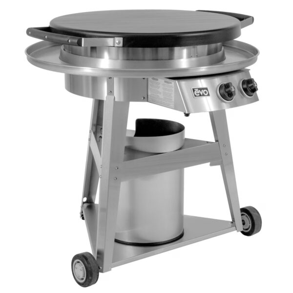 Professional Wheeled Cart with Seasoned Cook Surface NG Gas - Fully Assembled