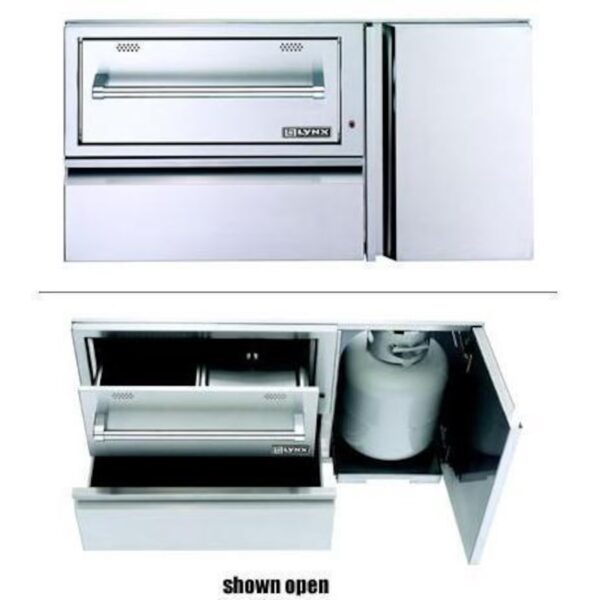 Lynx 42-Inch Convenience Center With Built-In 120V Electric Warming Drawer & Propane Tank Storage