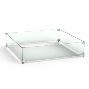 American Fyre Designs Glass Wind Guard For Large Square Fire Tables