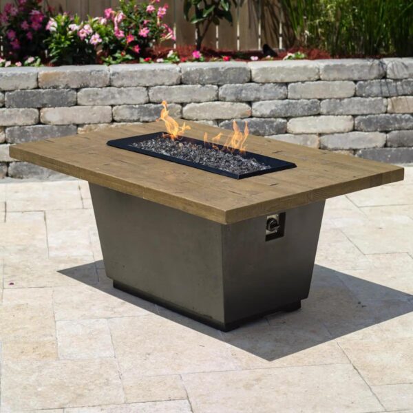 Cosmopolitan 54 Inch Rectangular GFRC Propane Fire Pit Table in Black by American Fyre Designs