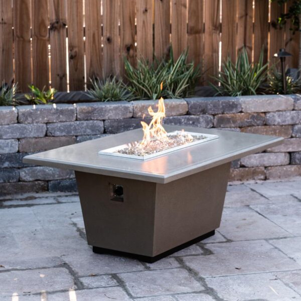 Cosmopolitan 54 Inch Rectangular GFRC Propane Fire Pit Table in Smoke by American Fyre Designs
